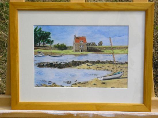 le moulin a marée, dessin aquarellé